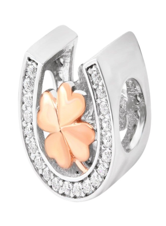 LAMOONY Clover Charm 925 Sterling Horseshoe Charm Love Charm Star Charm Anniversary Charm for Pandora Charm Pandora Charm Bracelet (Clover) - Image 1